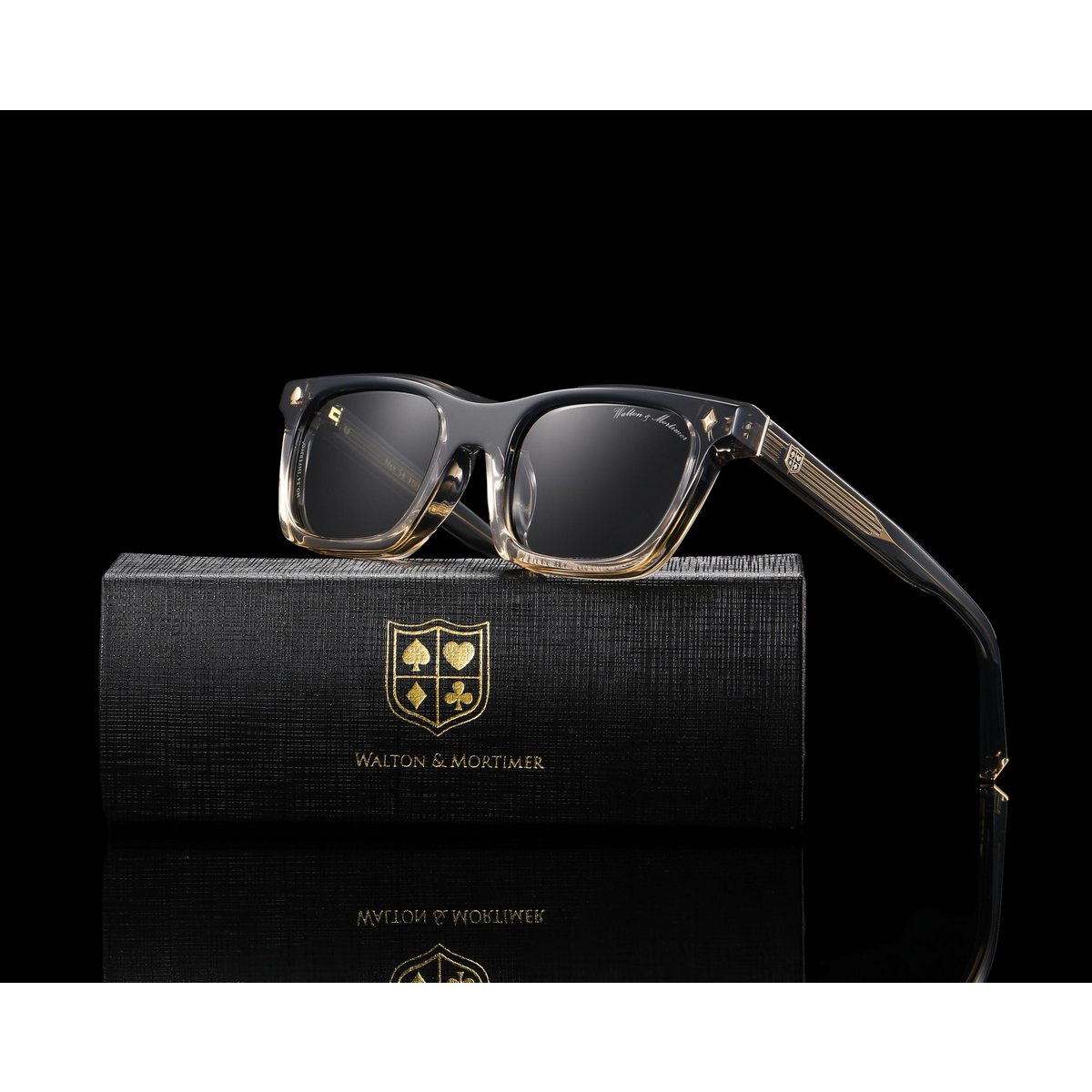 Walton et Mortimer NO. 54 : Lunettes de soleil grises transparentes "Inferno"