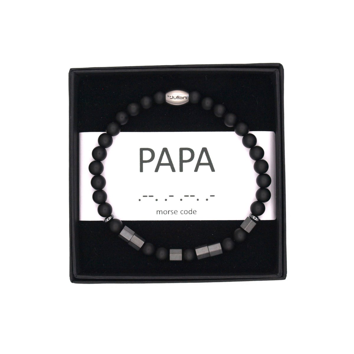 Morse code armband Papa onyx