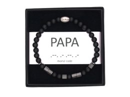 Morse code armband Papa onyx