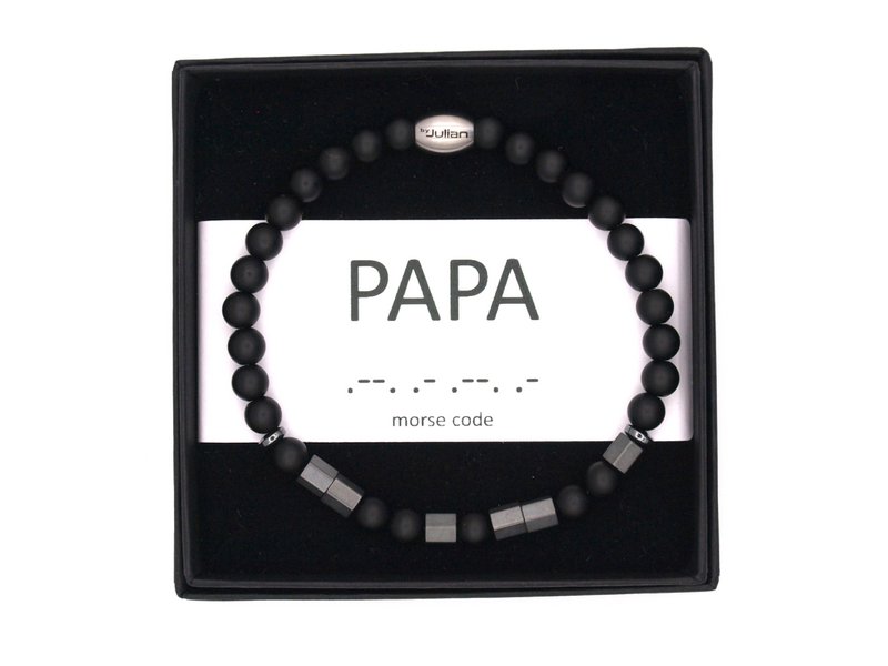 Morse code armband Papa onyx