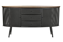 BUFFET SAPIN MÉTAL 145,5X45X76 NOIR PORTE-BOUTEILLES MB200586