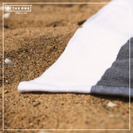 Beach Towel, 100% cotton, 90x190 cm, Stripe Petrol/Mint