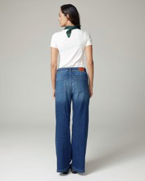 Mittelblaue Super-Vintage-Jeans mit weitem Bein und hohem Bund | Die Bratsche