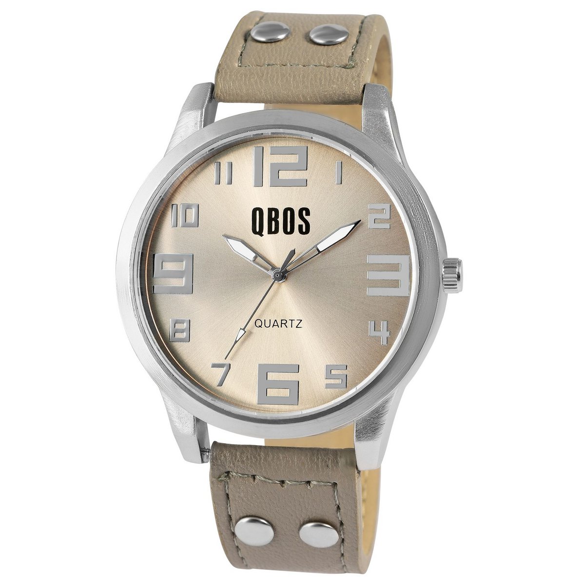 Reloj QBOS unisex con correa de piel sintética.