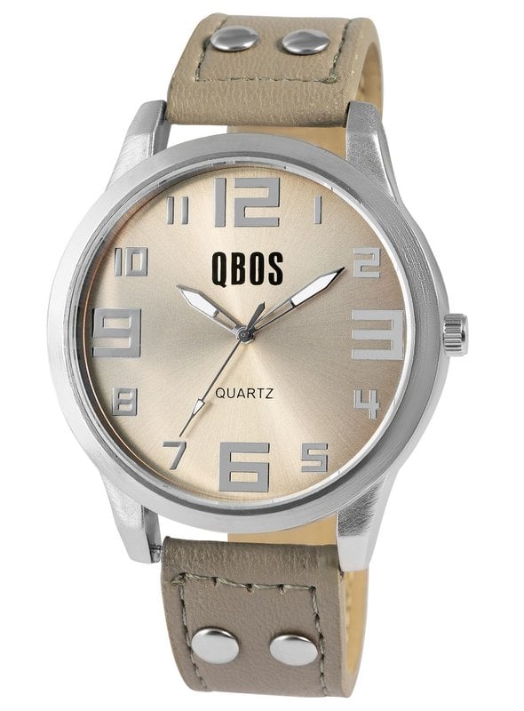 Reloj QBOS unisex con correa de piel sintética.