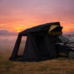  Black roof tent annex, privacy shelter, family size 4-5 person capacity, rigid tent extension