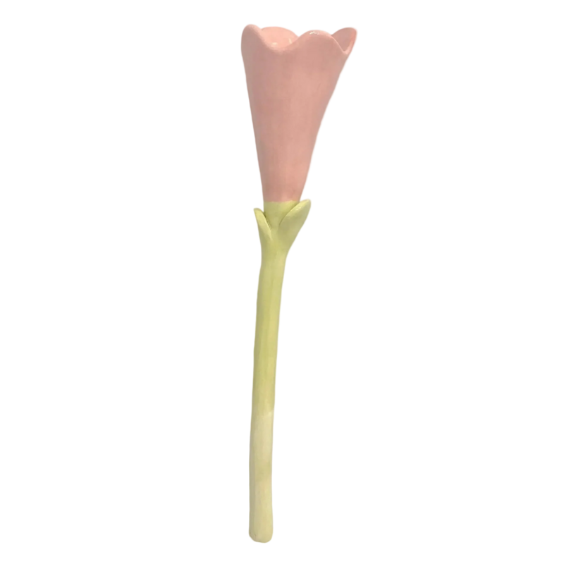 Ceramiczny tulipan – ręcznie robiona dekoracyjna łodyga kwiatu (14–16 cm)