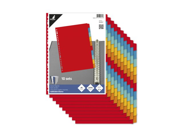 Tabblad Kangaro A4 blanco karton 10dlg krimp a 10 sets