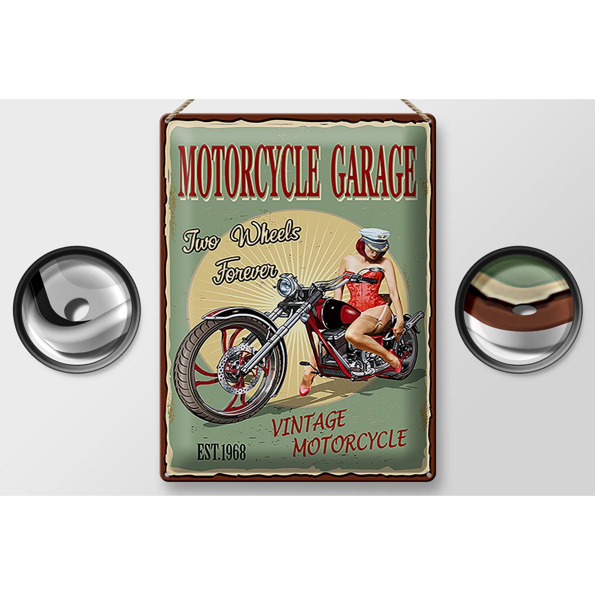 Blechschild Pinup 30x40cm Retro Motorcycle Garage