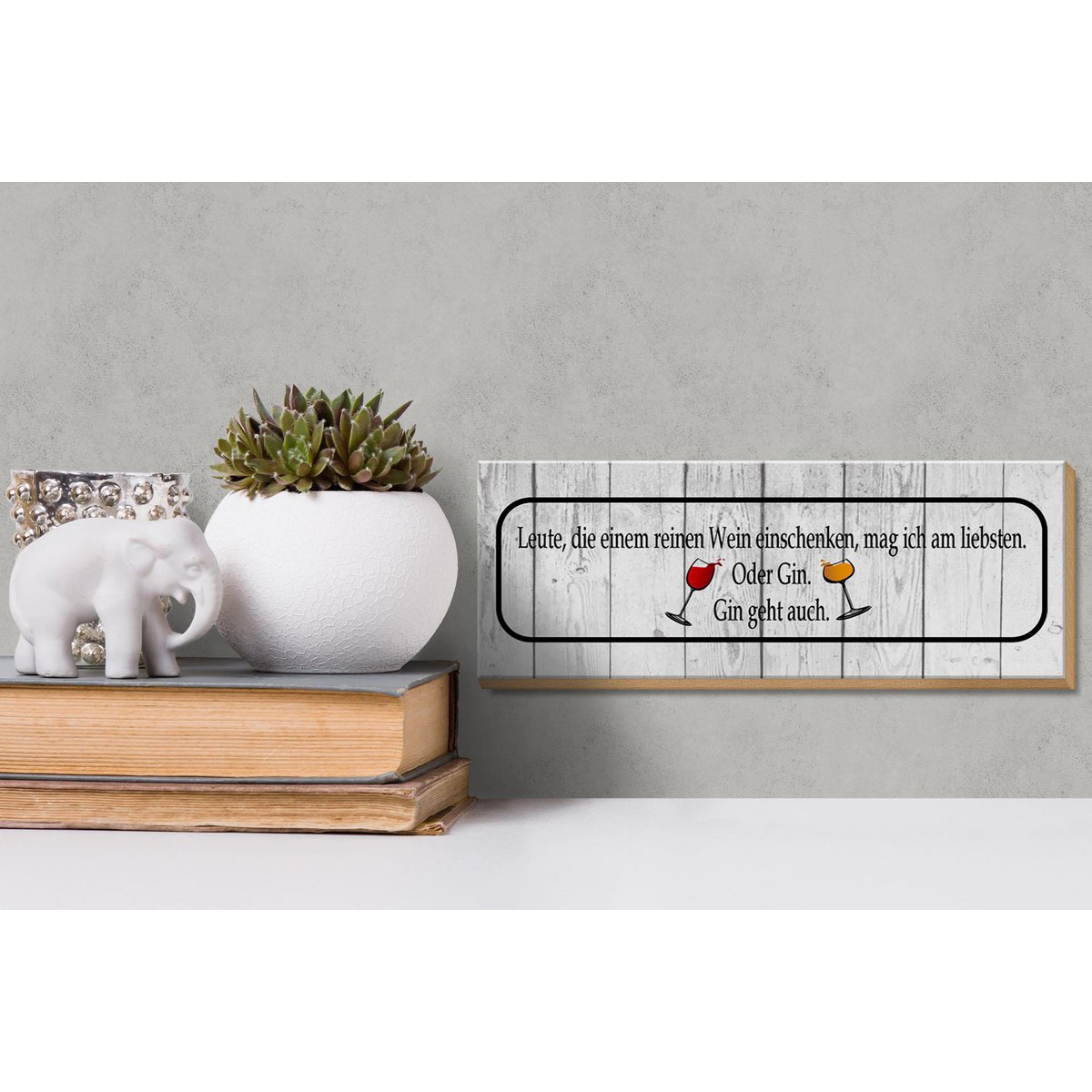 Houten bord met de tekst 27x10cm mensen die wijn inschenken