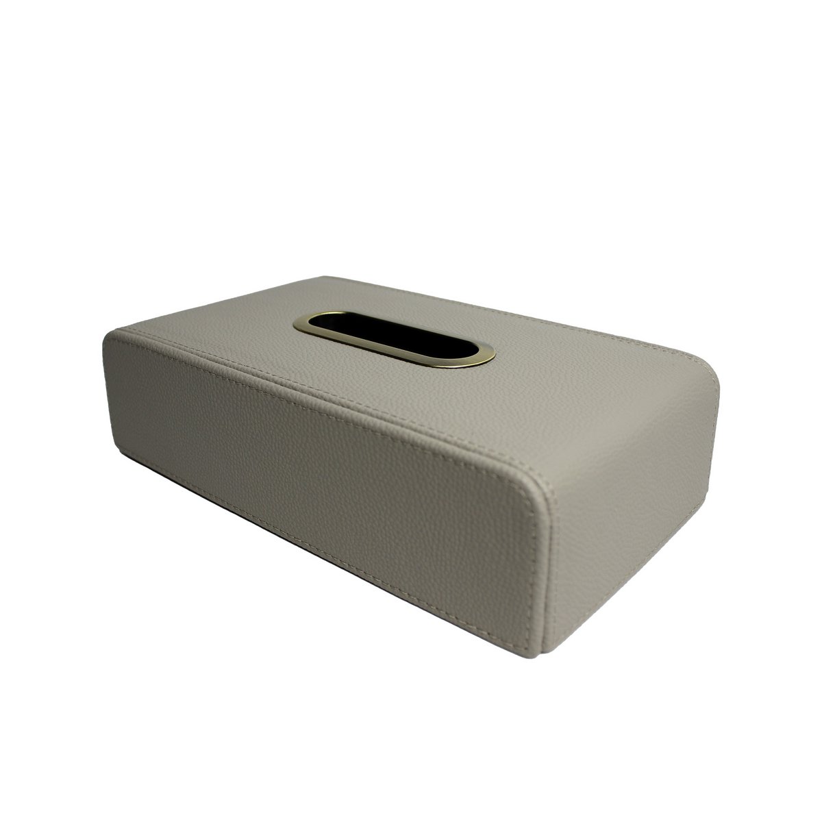 Tapping Box di stoffa in pelle sintetica grigio chiaro con apertura in ottone