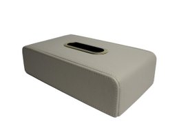 Tapping Box di stoffa in pelle sintetica grigio chiaro con apertura in ottone