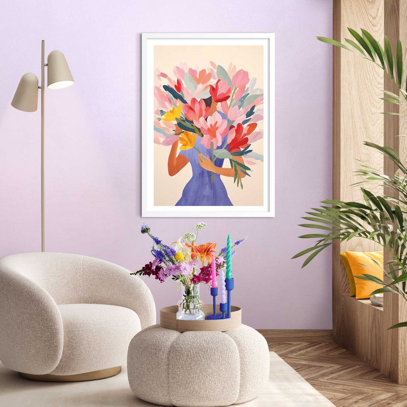 Cuadro Cuadro Niña de las flores 70x50
