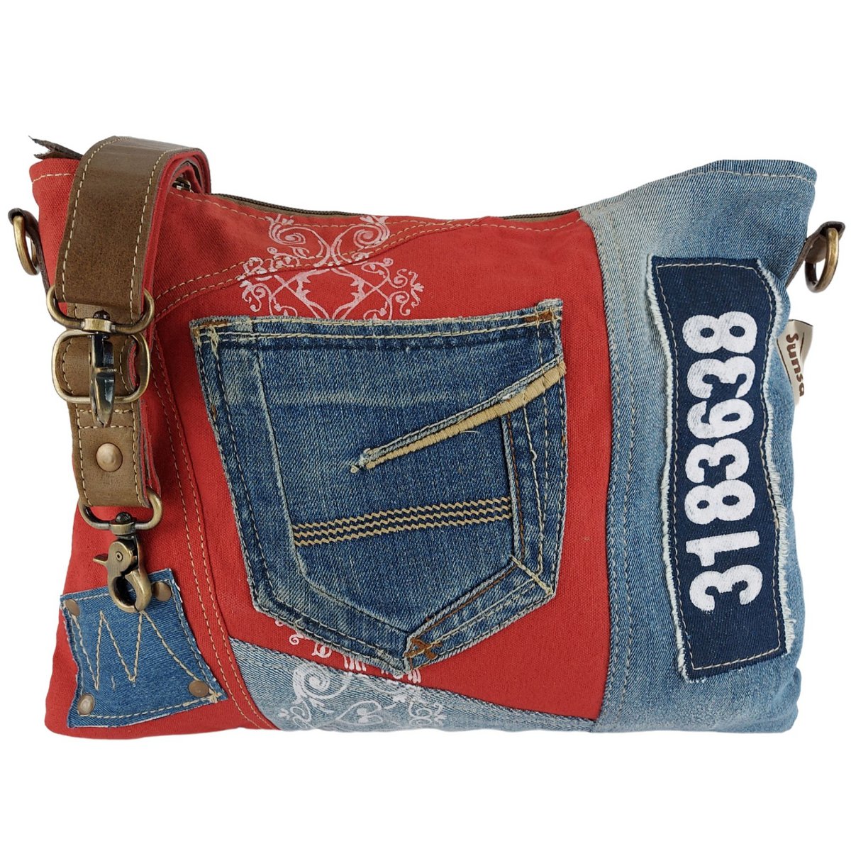 blaue Jeans & rot 38cm x 30cm