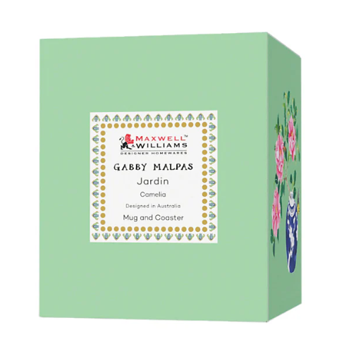 M&W Jardin Mug 300ml & Coaster, Camelia green, giftbox