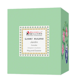 M&W Jardin Mug 300ml & Coaster, Camelia green, giftbox