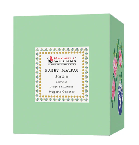 M&W Jardin Mug 300ml & Coaster, Camelia green, giftbox