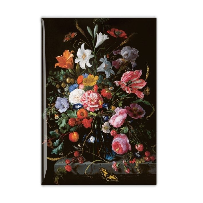 Aimant de réfrigérateur, Nature morte aux fleurs dans un vase en verre, De Heem