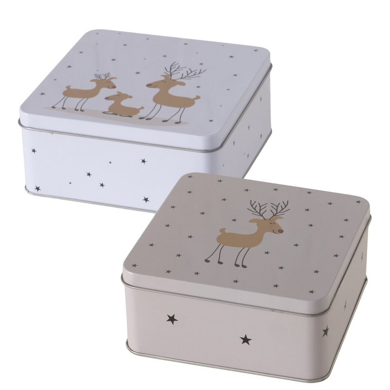 Boltze Home Storage tin set 2-piece Deer