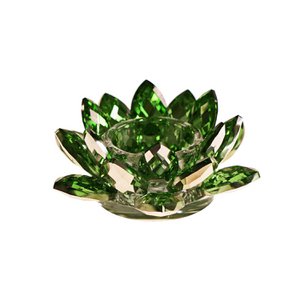 "Crystal" tea light holder Lotus, green, glass, 12x4.5 cm