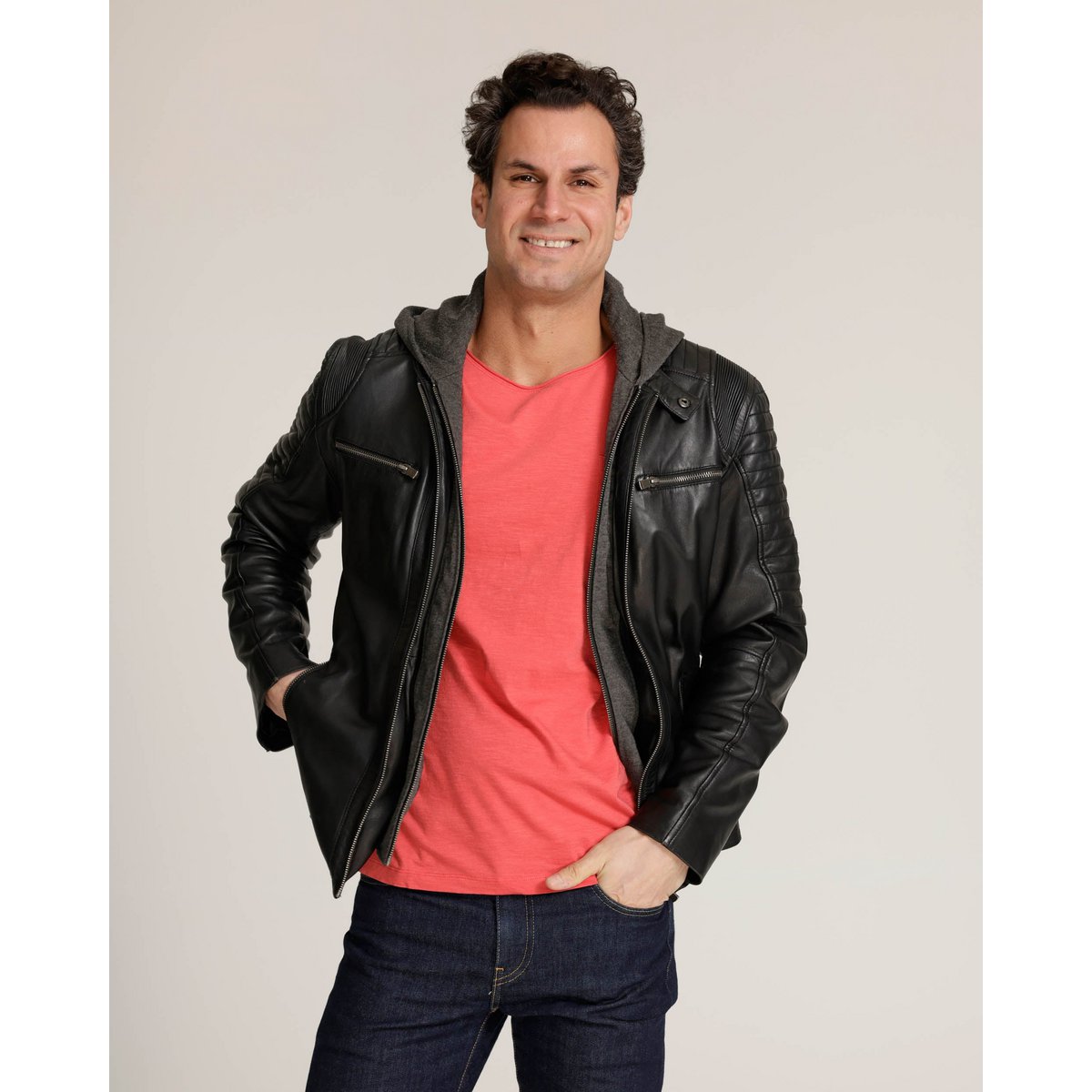 Jasper │ Veste à sweat à capuche en cuir masculin