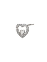 Øreringe | Sterling sølv hjertebelagt CZ | Rhodium