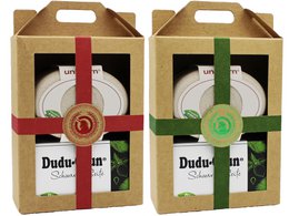Coffret cadeau licorne® boîte à savon en bois liquide grand, blanc crème & Dudu-Osun® CLASSIC - 150g