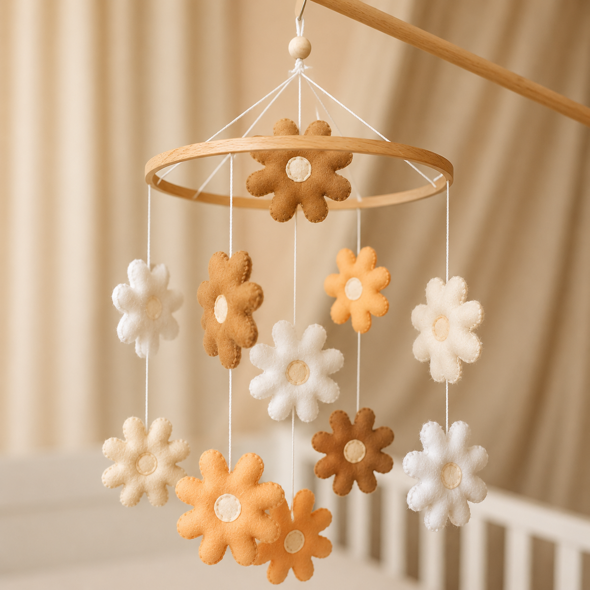 Handgemaakte Bloemen Muziekmobiel - Boxmobiel - Baby mobile - mobile wickeltisch