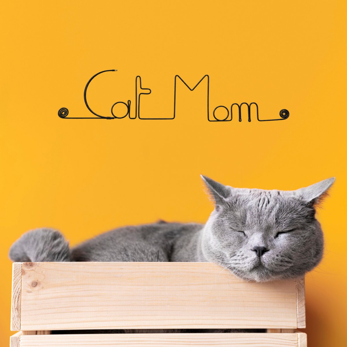 Decoración de pared de alambre "Gato" "Mamá Gato" - para fijar - Joyería de pared