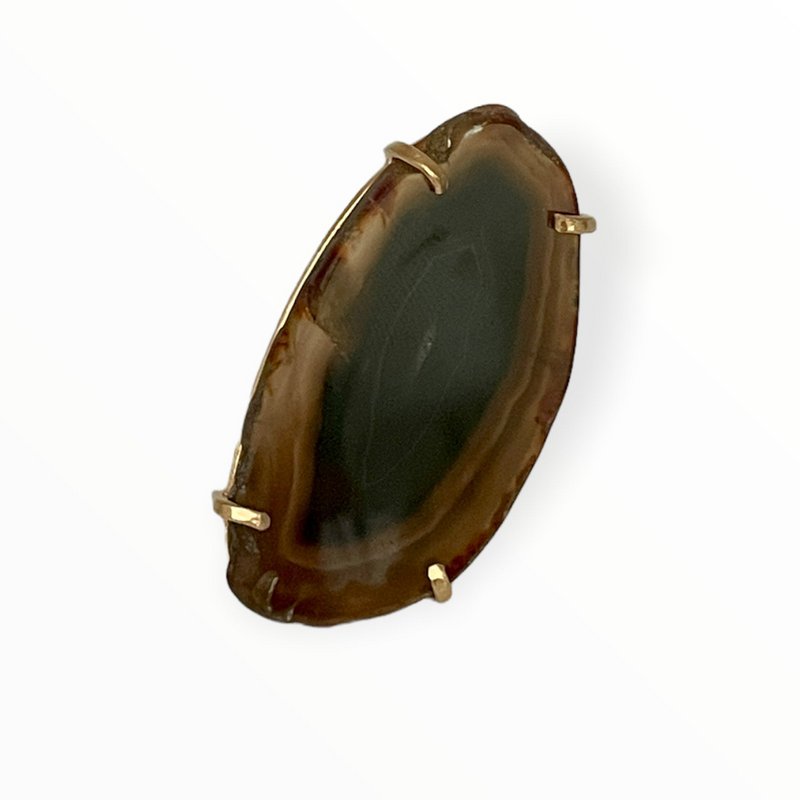 Bague Saudade Agate Marron Naturelle