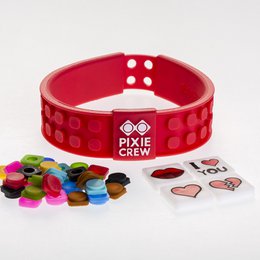 PIXIE CREW Adjustable Bracelet – Heart and Kiss, Red