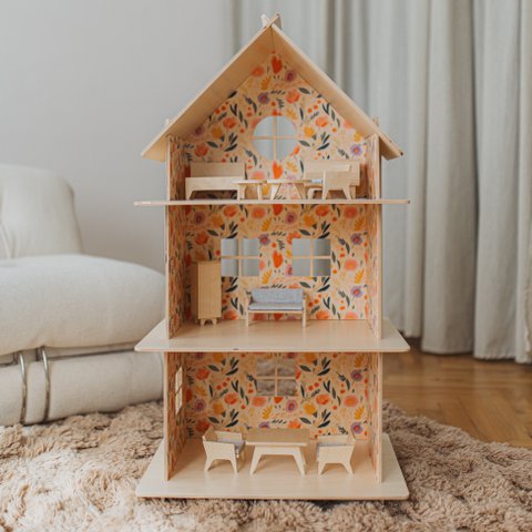 Spring Flower - Large three-storey wooden dollhouse kit