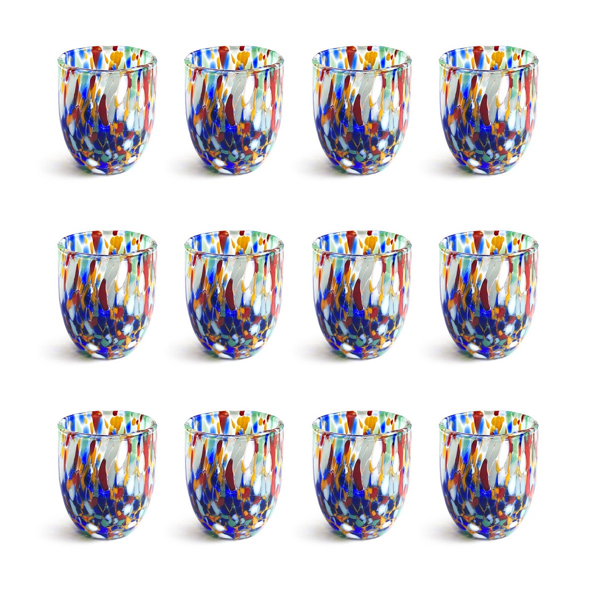 Skud glasglas i hånden blæste og håndlavet glas med Murrine di Murano, "I Colori di Murano" linje 50 ml. Lavet i Italien