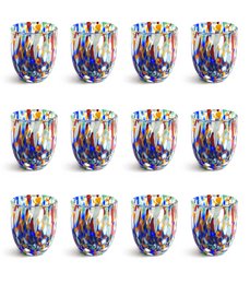 Shot glass glasses in hand blowed and handmade glass with Murrine di Murano, "I Colori di Murano" line 50 ml. Made in Italy