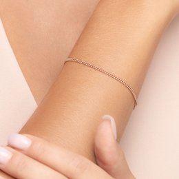 Dubbele armband met bolletjesketting, 14k roségoud