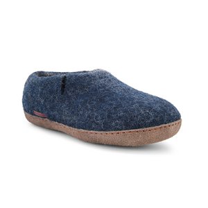 Klassischer Schuh - Filzhausschuh mit Ledersohle, marineblau