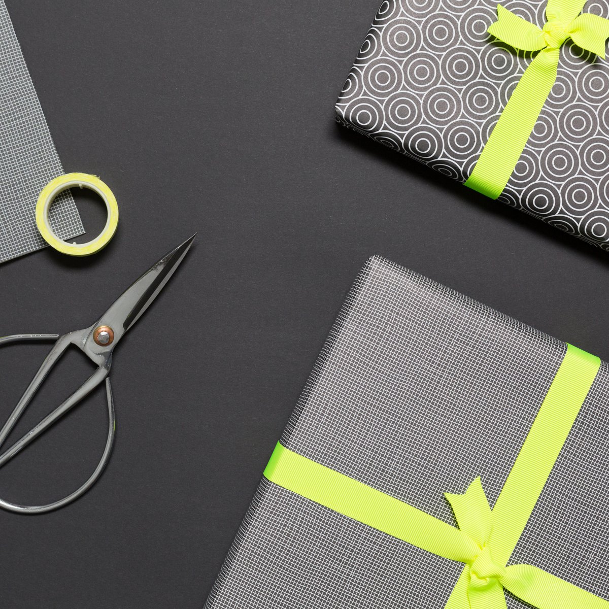 Gift ribbon neon yellow, neon yellow ribbon easy to tie, 16mm x 5m neon grosgrain ribbon for wrapping gifts