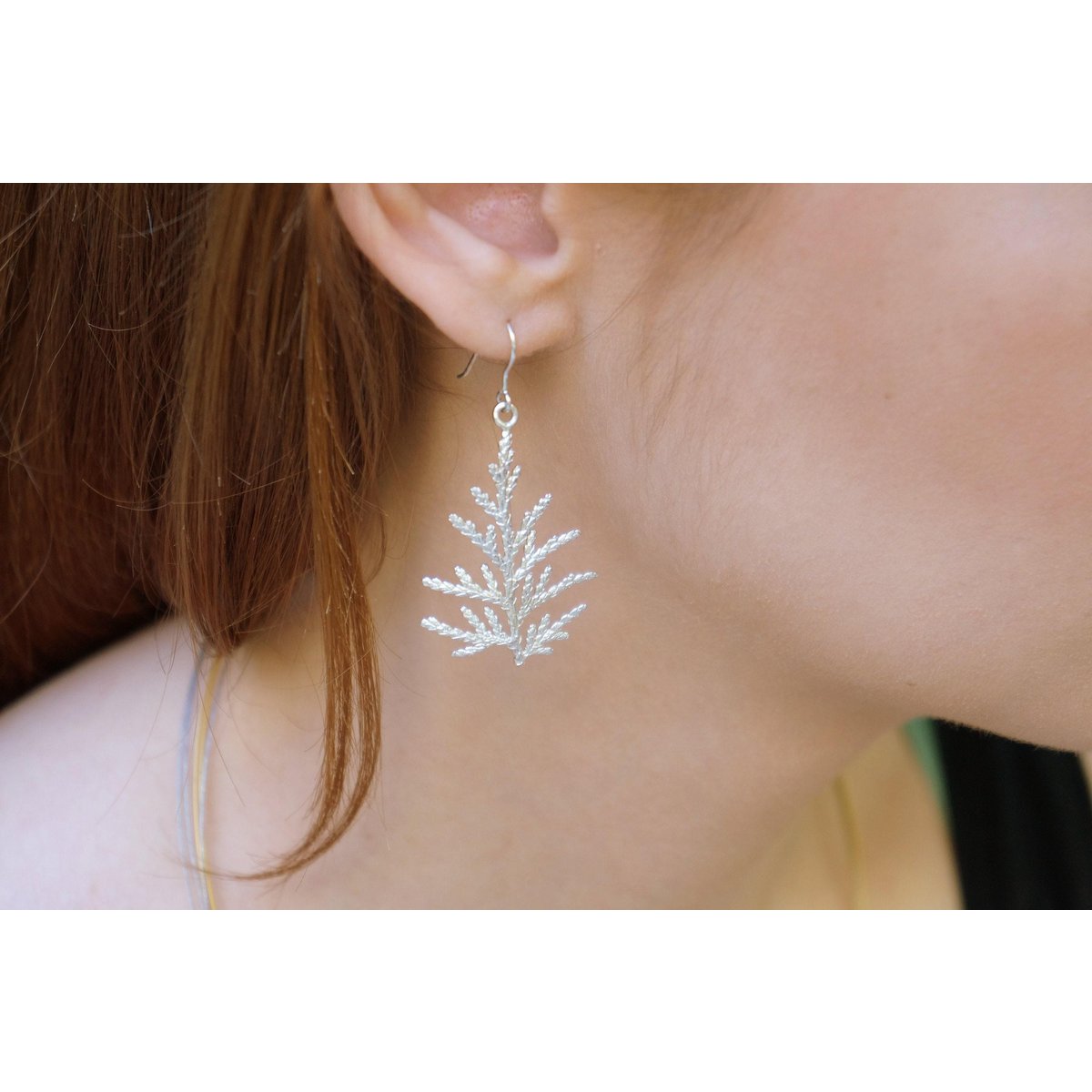 Cypress Leaf Earrings: Lightweight Dangle - Gold or Silver