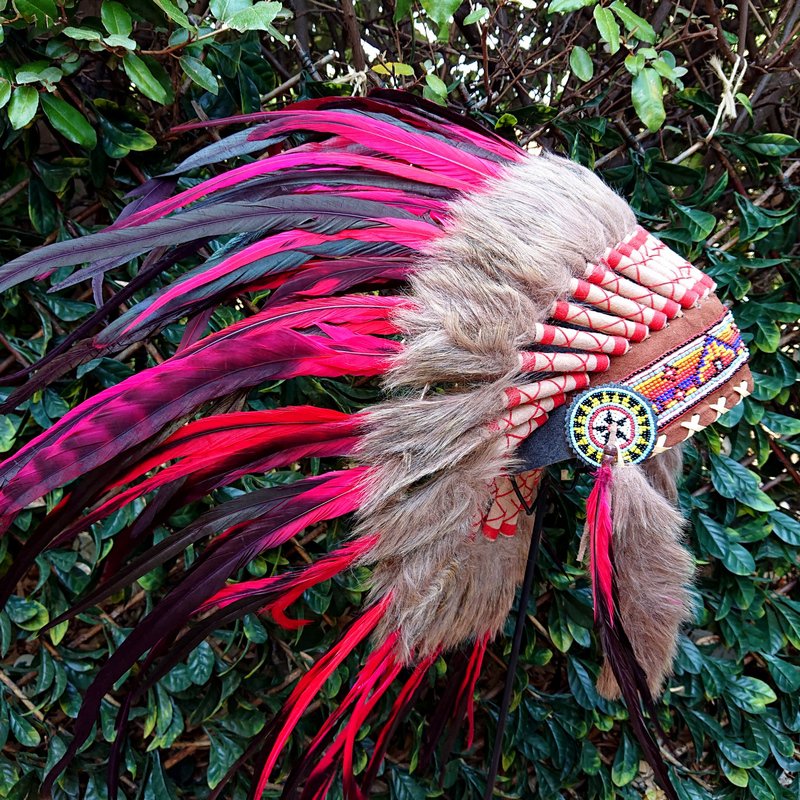 Indian headdress pink / red