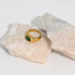 Lola - Green Stone Statement Gold Band