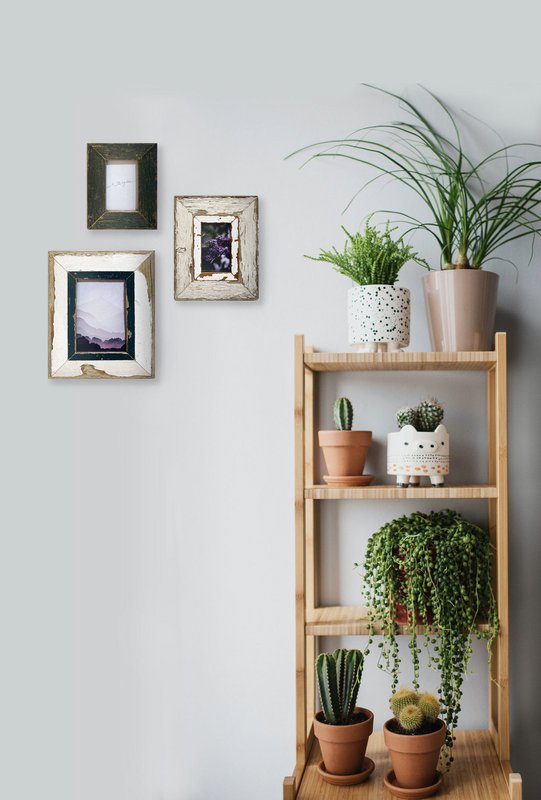 Violette - Composition of 3 reclaimed wood frames