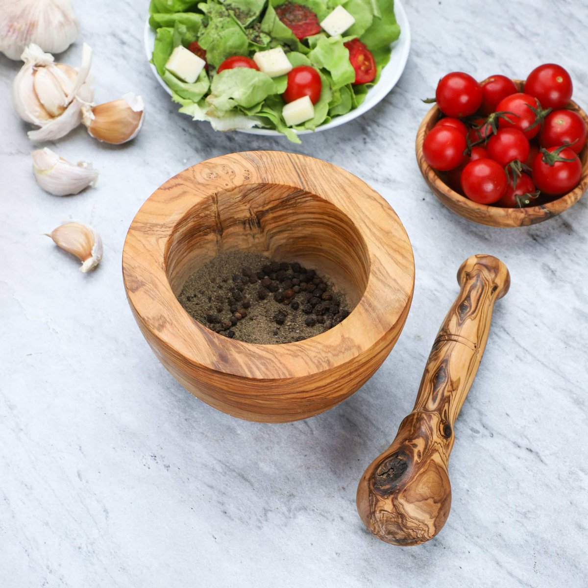 Handmade Olive Wood Mortar and Pestle