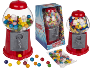 Red gumball machine, with ca. 90 g chewing gums,