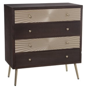 CHEST OF 3 DRAWERS IN WALNUT/GOLD WOOD, WOOD:DM+PINE 80X40X86CM, LEG HEIGHT:20CM LL48829