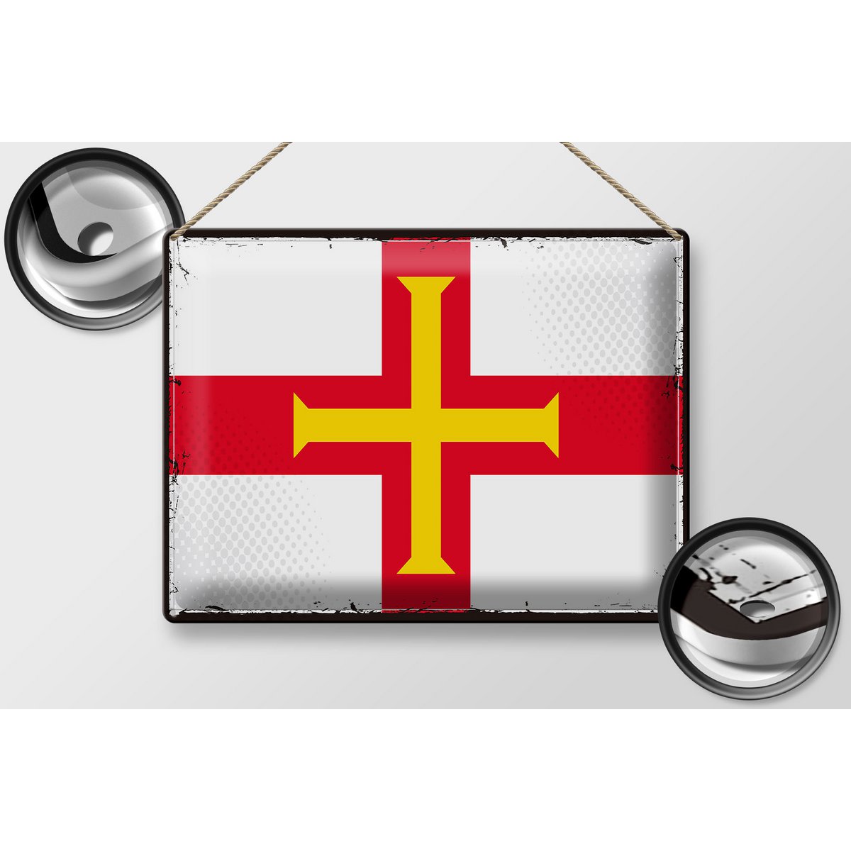 Blechschild Flagge Guernsey 40x30cm Retro Flag of Guernsey