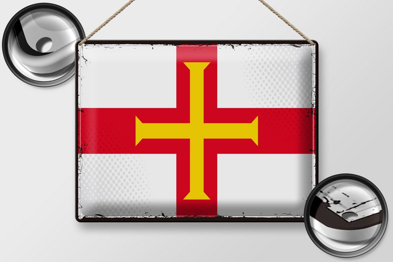 Blechschild Flagge Guernsey 40x30cm Retro Flag of Guernsey