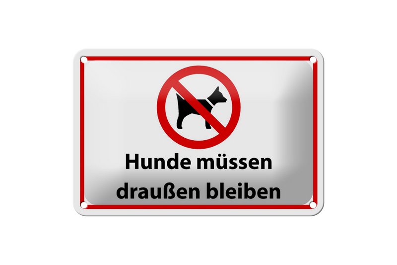 Tin sign notice 18x12cm dogs must stay outside decoration