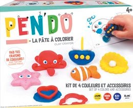 Colorful clay modeling kit with various shapes and accessories for kids to create and play.