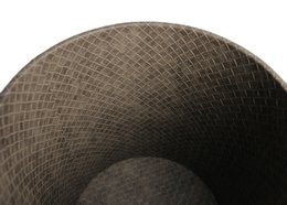 Poubelle ronde de cuir synthétique en cuir marron enduit de 22xh28 cm