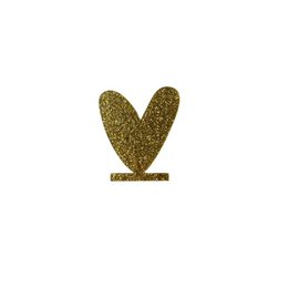 Gold glitter heart-shaped card with text "Element Acryl Hart Glitter Goud"